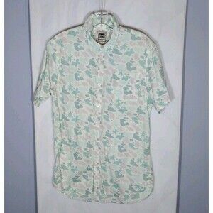 Beautiful Giant Garments Men's Button-up Shirt Sz M Camo Tropical Hawaiian Boho